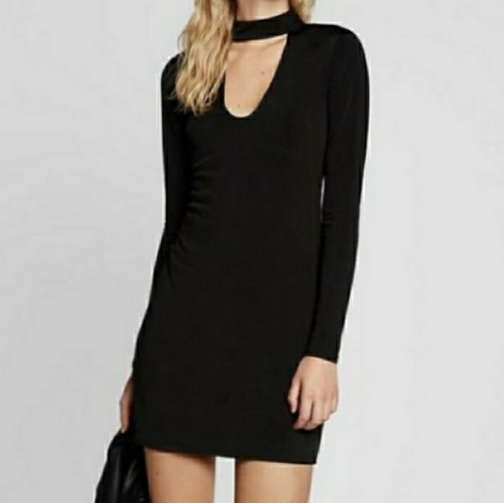 Express Womens Dress Size XS Black Long Sleeve Choker